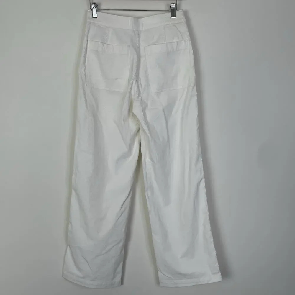 Madewell The Emmett Wide Leg Pant in‎ Corduroy Welt Pocket Winter White 26 NS291